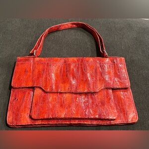Latico Vibrant Red Textured  Snakeskin Shoulder Bag
